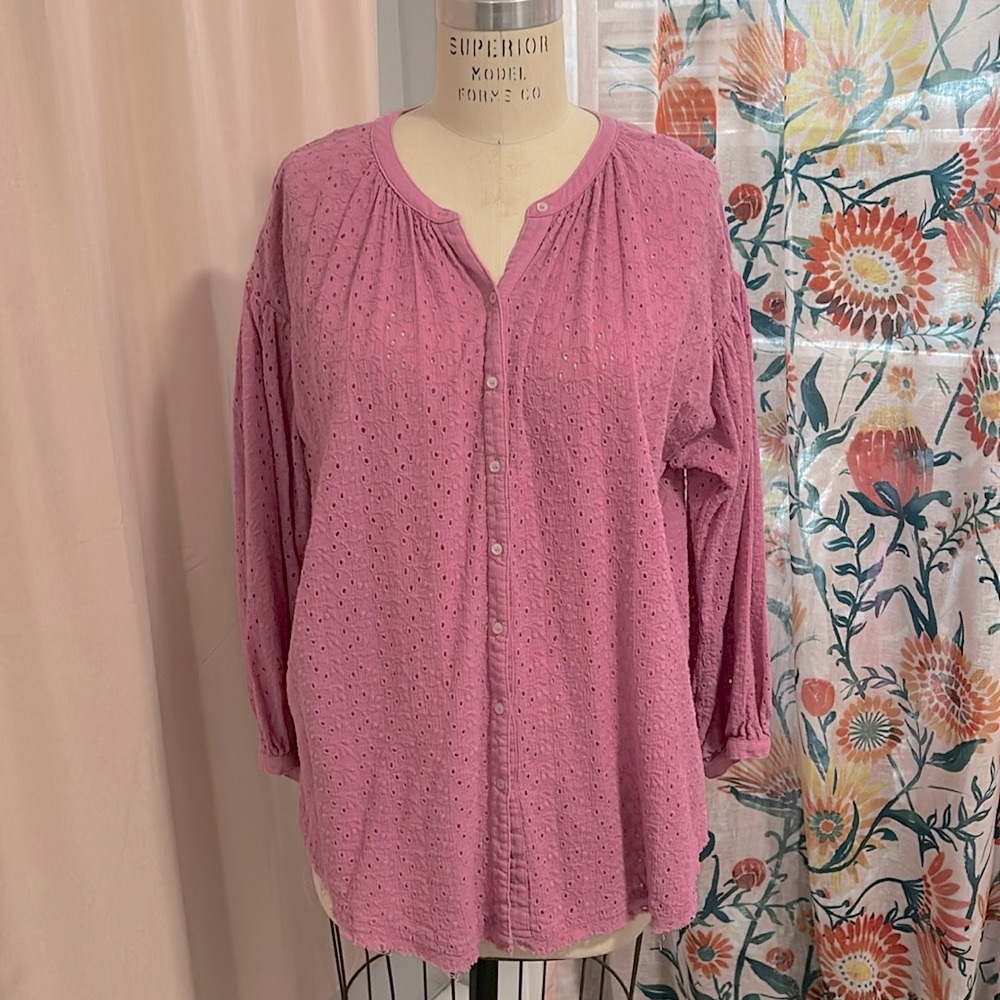 EUC Free People Maddison Eyelet Blouse